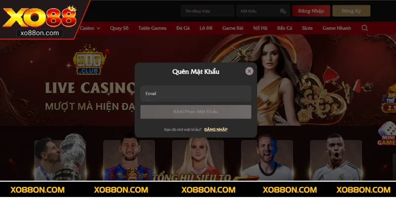 Chọn quên mật khẩu để khôi phục lại toàn bộ tài khoản
