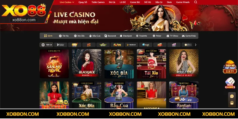 Giới thiệu đôi nét về sảnh cược live casino XO88 online